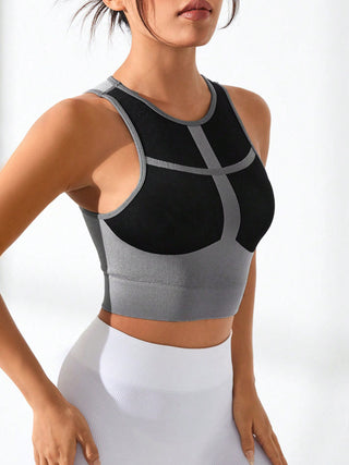 Color Block Round Neck Active Tank