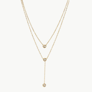 Stainless Steel Zircon Double-Layered Necklace