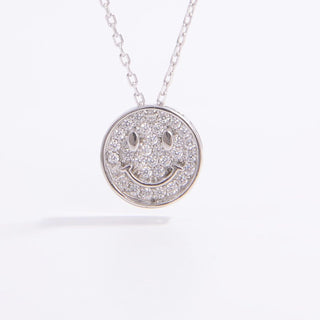 925 Sterling Silver Zircon Smiley Face Necklace