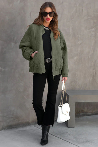 Zip Up Drop Shoulder Long Sleeve Puffer Jacket